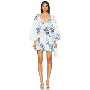 NWT Revolve Free People Francesca Mini Dress Tonal Blue Combo Floral Size S
